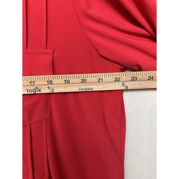 Ava & Grace Sz 1X Solid Red Stretch Knit Rolled Tab Popover Blouse Tunic Holiday - Picture 14 of 16
